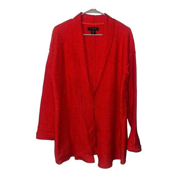 Tahari Sweaters - Tahari Womens Red Open Front Cardigan, Small